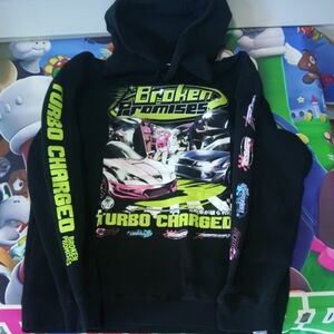 Broken Promises Black "Turbo Charged" Graphic Hoodie